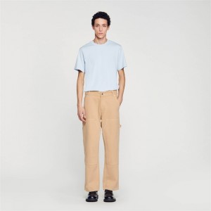 Sandro Cotton canvas carpenter trousers Beige | SN-SDO65392