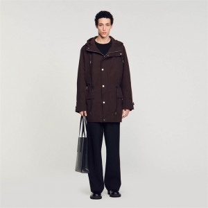 Sandro Cotton parka Black Brown | SN-SDO65200