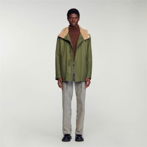 Sandro Cotton parka Olive Green | SN-SDO65196