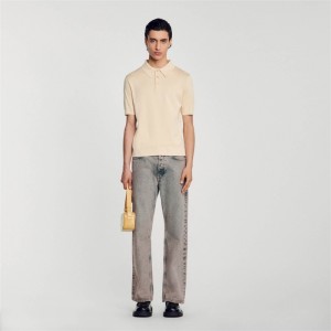 Sandro Cotton polo shirt Beige | SN-SDO65090