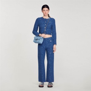 Sandro Cropped coatigan Blue | SN-SDO64679