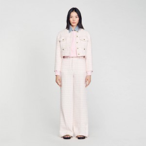 Sandro Cropped decorative tweed jacket Light Pink | SN-SDO64477