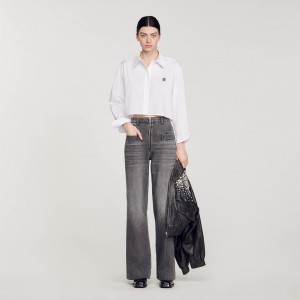 Sandro Cropped poplin shirt White | SN-SDO64373