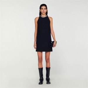 Sandro Dress with jewelry collar Black | SN-SDO64248