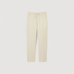 Sandro Elasticated straight-leg pants Light Beige | SN-SDO65367