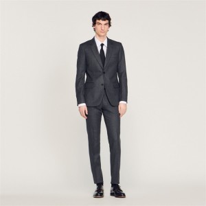 Sandro Flannel suit jacket Charcoal Grey | SN-SDO65216