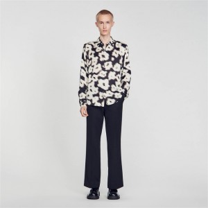 Sandro Floral print shirt Ecru | SN-SDO65070