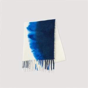 Sandro Fringed scarf Blue | SN-SDO65007