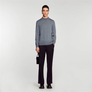 Sandro Funnel neck sweater Mocked Grey | SN-SDO65264