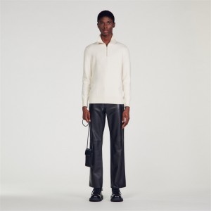 Sandro Half-zip jumper Ecru | SN-SDO65292