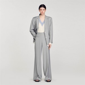 Sandro High-waisted flared trousers Light Grey | SN-SDO64795