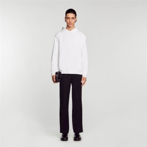 Sandro Hooded sweatshirt with rubber logo White | SN-SDO65311