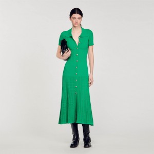 Sandro Knit maxi dress Green | SN-SDO64286