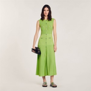 Sandro Knit midi dress Olive Green | SN-SDO64298