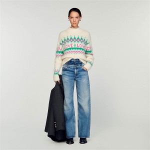 Sandro LOVE knit sweater Ecru | SN-SDO64588