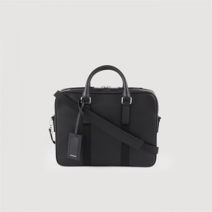 Sandro Large briefcase in coated canvas Black | SN-SDO65399