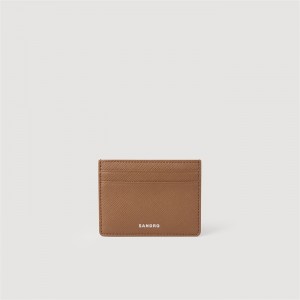 Sandro Leather card holder Brown Olive | SN-SDO65431