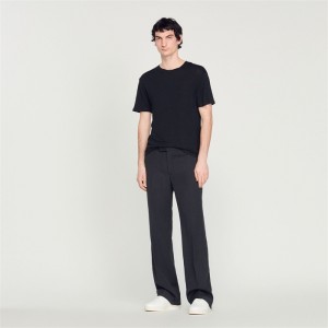 Sandro Linen T-shirt Black | SN-SDO65116