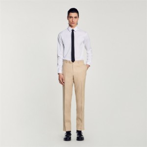 Sandro Linen trousers Beige | SN-SDO65372