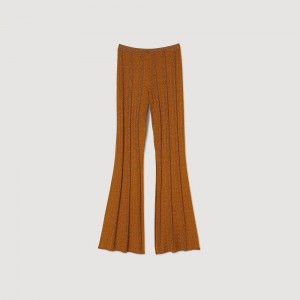 Sandro Metallic knit pants Ambre | SN-SDO64811