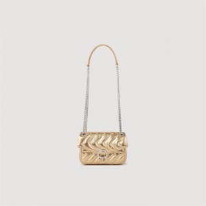 Sandro Metallic leather Yza Mini Bag Gold | SN-SDO64884