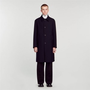 Sandro Overcoat Navy Blue | SN-SDO65187