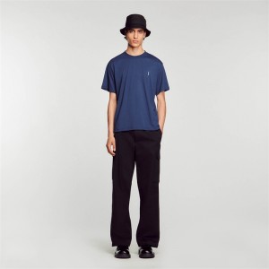 Sandro Oversized T-shirt Blue | SN-SDO65097