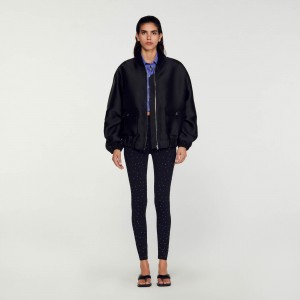 Sandro Oversized bomber jacket Black | SN-SDO64450