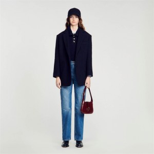 Sandro Oversized jacket Navy Blue | SN-SDO64528