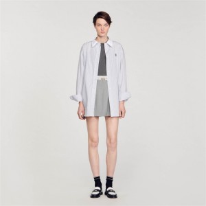 Sandro Oversized striped shirt Grey / White | SN-SDO64380