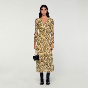 Sandro Paisley print dress Yellow / Black | SN-SDO64233