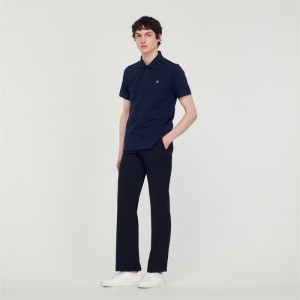 Sandro Polo shirt with Square Cross patch Navy Blue | SN-SDO65124