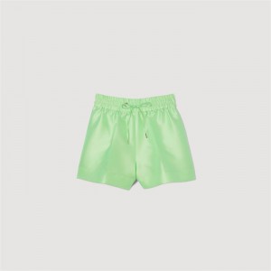 Sandro Satiny wide-leg shorts Vert Fluo | SN-SDO64799