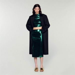 Sandro Sequin midi skirt Green | SN-SDO64705