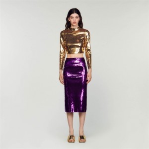 Sandro Sequin midi skirt Purple | SN-SDO64704