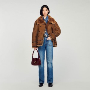 Sandro Shearling coat Camel | SN-SDO64541