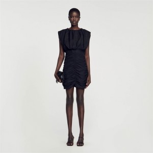 Sandro Short draped dress Black | SN-SDO64263