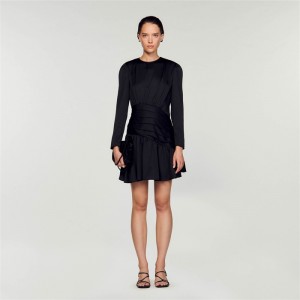 Sandro Short draped dress Black | SN-SDO64191