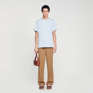 Sandro Short-sleeved T-shirt Sky Blue | SN-SDO65126