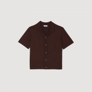 Sandro Short-sleeved shirt Black Brown | SN-SDO65088