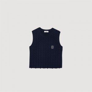 Sandro Sleeveless knit jumper Deep Blue | SN-SDO64559