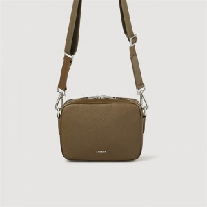 Sandro Small saffiano leather bag Dark Khaki | SN-SDO65403