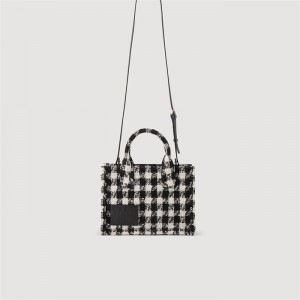 Sandro Small tweed Kasbah tote bag Black / Ecru | SN-SDO64843