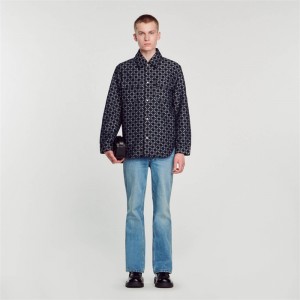 Sandro Square Cross overshirt Raw-denim | SN-SDO65142