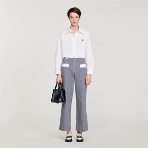 Sandro Striped trousers Blu / White | SN-SDO64835