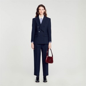 Sandro Stripy suit jacket Deep Blue | SN-SDO64437