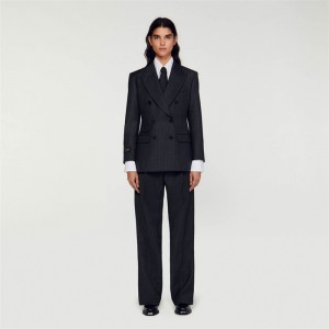 Sandro Stripy suit jacket Grey | SN-SDO64461