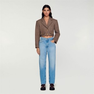 Sandro Structured cropped jacket Light Brown | SN-SDO64443