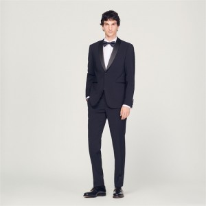 Sandro Tuxedo jacket with satin Navy Blue | SN-SDO65217