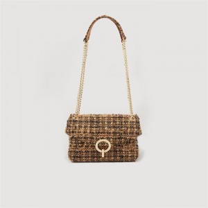 Sandro Tweed YZA bag Toffee / Black | SN-SDO64870